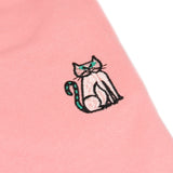 Kids' pink sweatpants featuring delicate cat embroidery