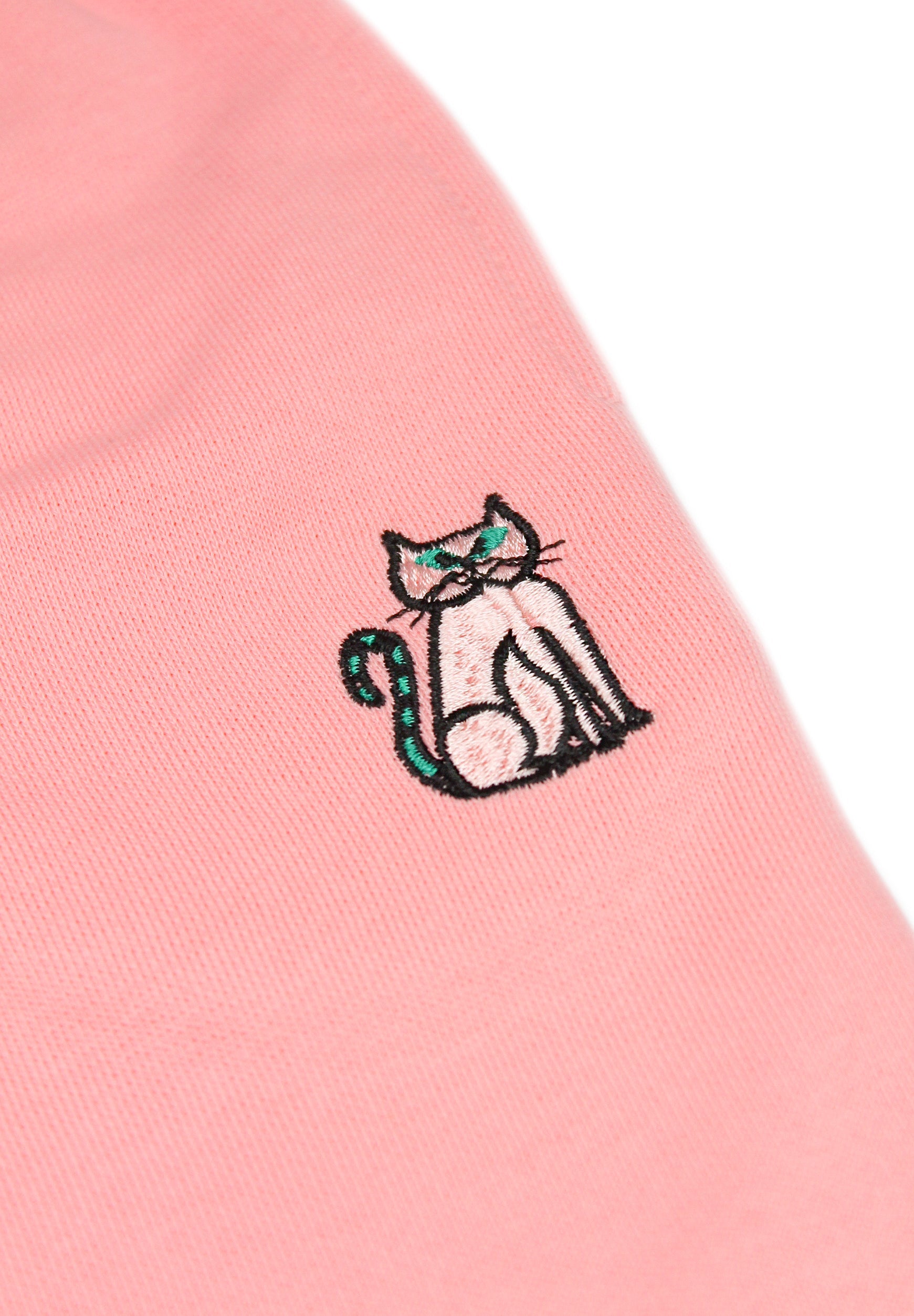 Kids' pink sweatpants featuring delicate cat embroidery