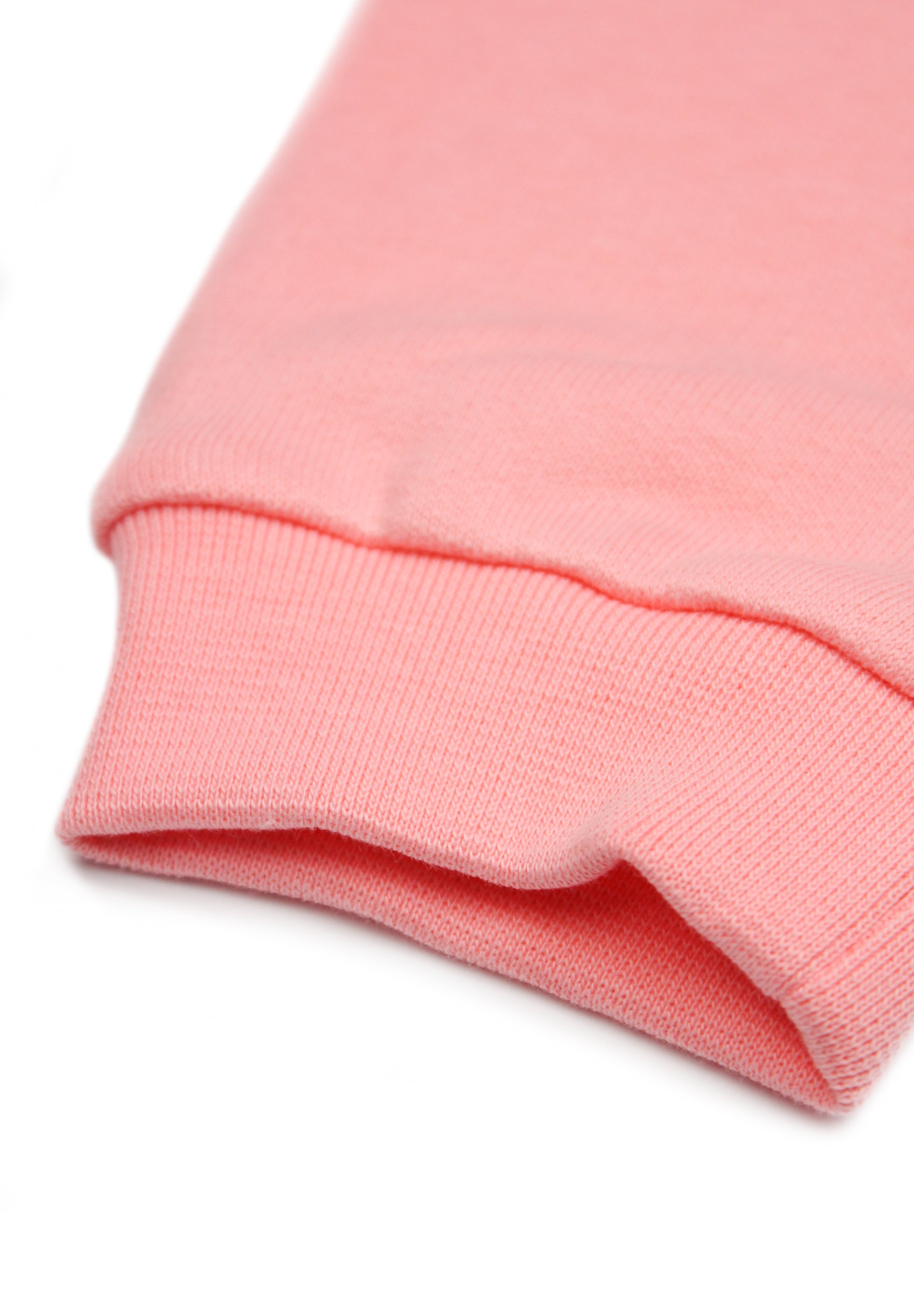 Pink organic cotton tracksuit bottoms with cat embroidery