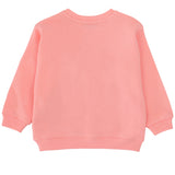 Pink kids' organic cotton sweatshirt with embroidered cat design