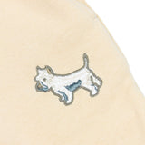 Kids' cream tracksuit featuring embroidered white terrier dog