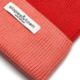 Close-up of merino wool knit on a kids beanie