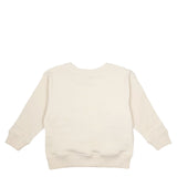 Kids' beige organic cotton sweatshirt with embroidered dinosaur design
