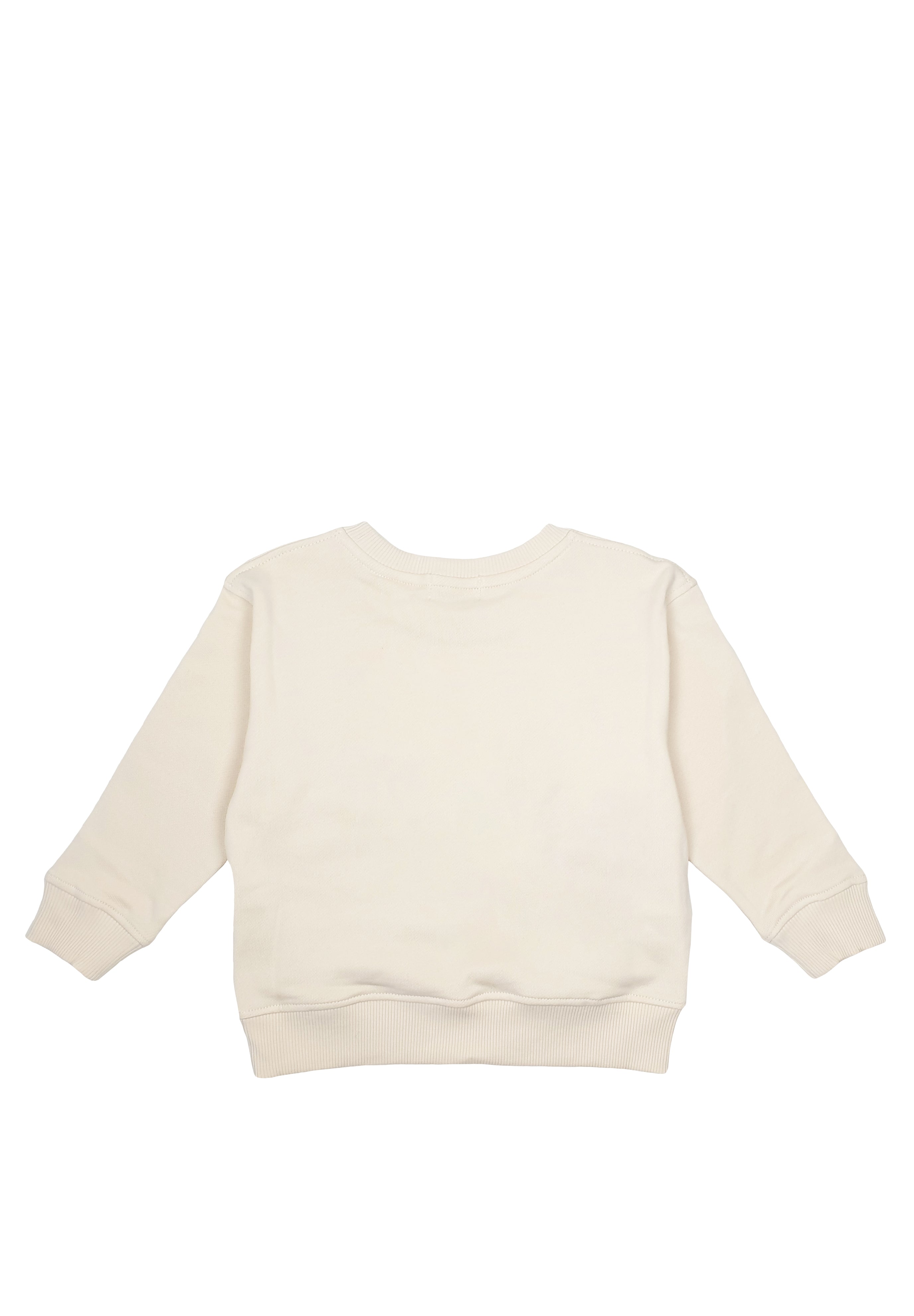 Kids' beige organic cotton sweatshirt with embroidered dinosaur design
