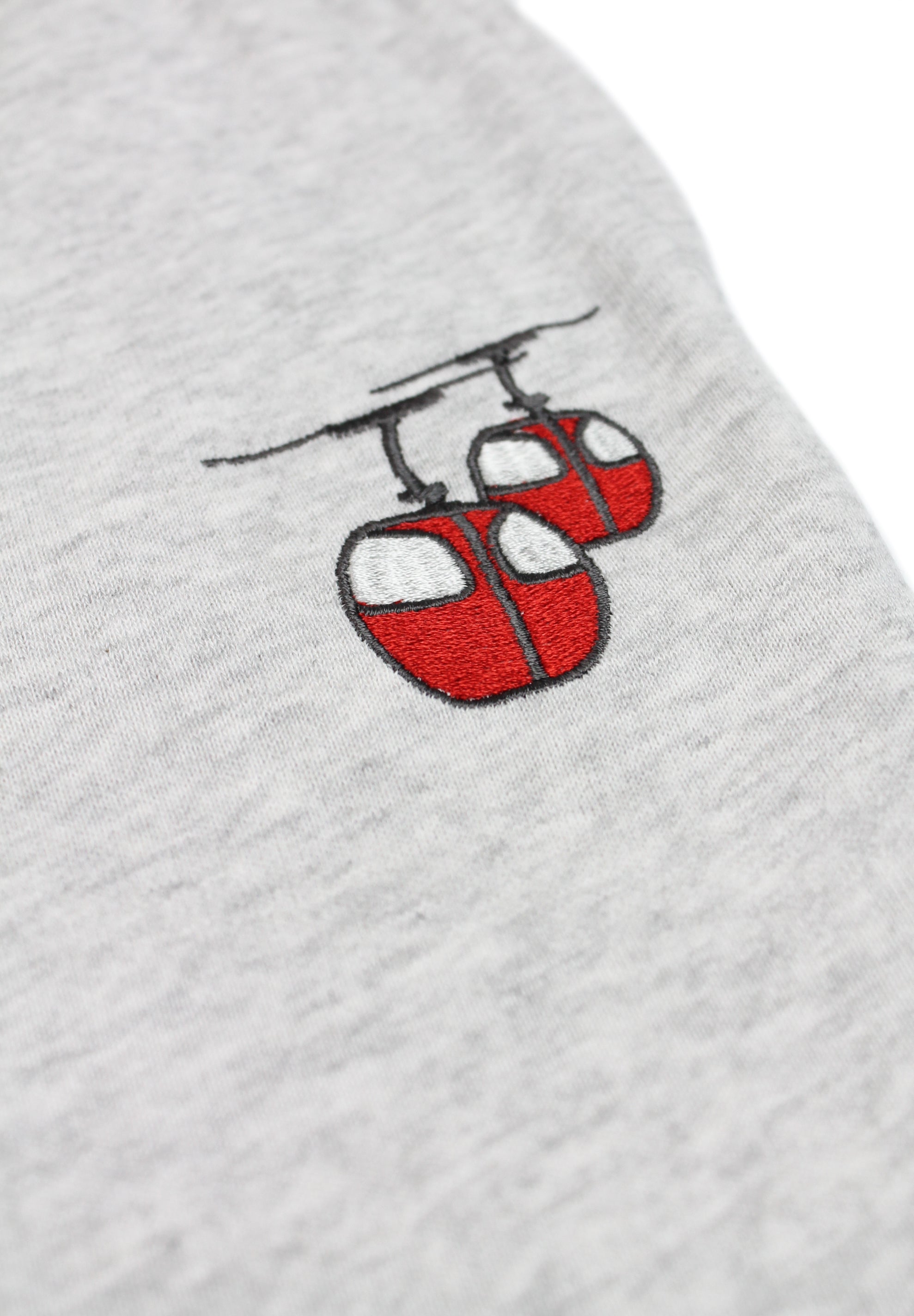 Grey tracksuit with red mountain lift design for kids