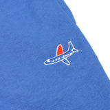 Kids' blue sweatpants featuring airplane embroidery