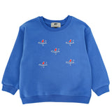 Kids' blue tracksuit top with airplane embroidery