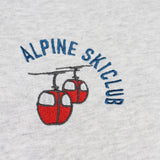 Alpine red cable car design on grey organic cotton tracksuit