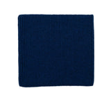 Kids merino wool snood in navy blue, back view showing ribbed knit texture
