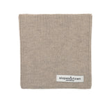Kids merino wool snood in beige, front view with Slopes and Town Amsterdam woven label