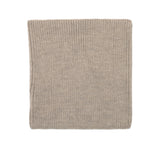 Kids merino wool snood in beige, back view showing ribbed knit texture