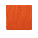 Kids merino wool snood in orange, back view showing ribbed knit texture