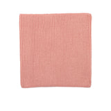 Kids merino wool snood in soft pink, back view showing ribbed knit texture
