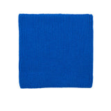 Kids merino wool snood in electric blue, back view showing ribbed knit texture