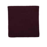Kids merino wool snood in burgundy, back view showing ribbed knit texture