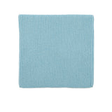 Kids merino wool snood in light blue, back view showing ribbed knit texture