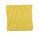 Kids merino wool snood in yellow, back view showing ribbed knit texture