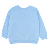 Light blue kids' organic cotton sweatshirt with embroidered shark design
