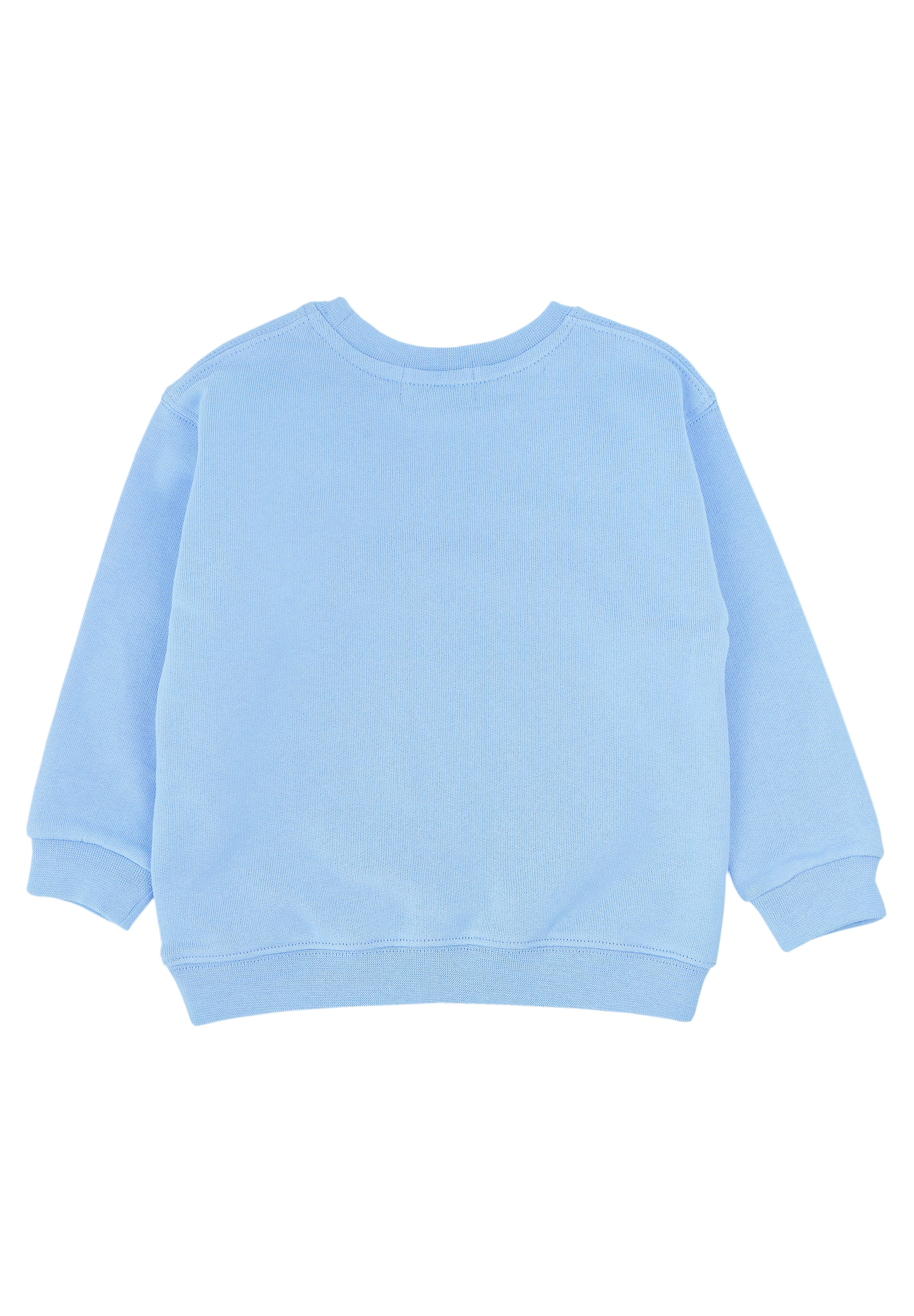 Light blue kids' organic cotton sweatshirt with embroidered shark design